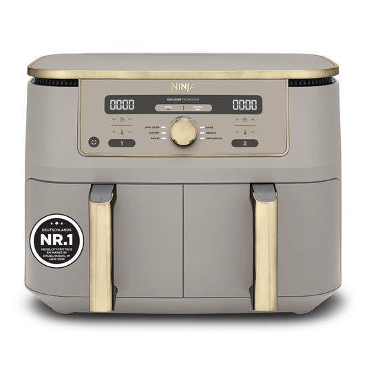 Ninja Dual Zone digitale Heißluftfritteuse, 9,5 L, 6-in-1, Stone/Gold