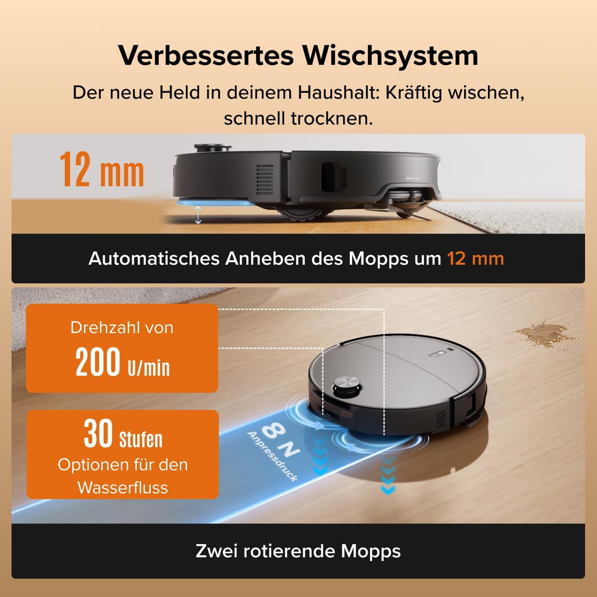 roborock Qrevo Edge 2 Robot Vacuum Cleaner with Mop Function, 25,000Pa