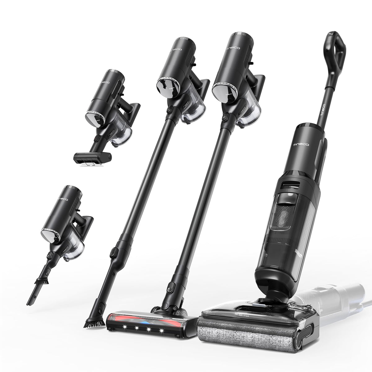 Tineco FLOOR ONE Switch S7 Stretch Nass Trockensauger & Akkusauger Set 5-in-1, FlashDry Selbstreinigung, DualBlock Anti-Tangle, 50 Min Laufzeit 22kPa Multifunktionaler Bodenreiniger für das Ganze Haus