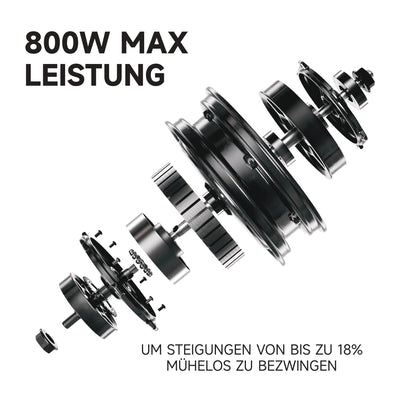 Segway-Ninebot E3 Pro D, E-Scooter Deutscher Straßenzulassung, 55 km Eco Modus Reichweite, 47km Sport Modus Reichweite, Federung vorne & hinten, 800 W Motor, faltbar, 17,9 kg, 10-Zoll Reifen, IPX5