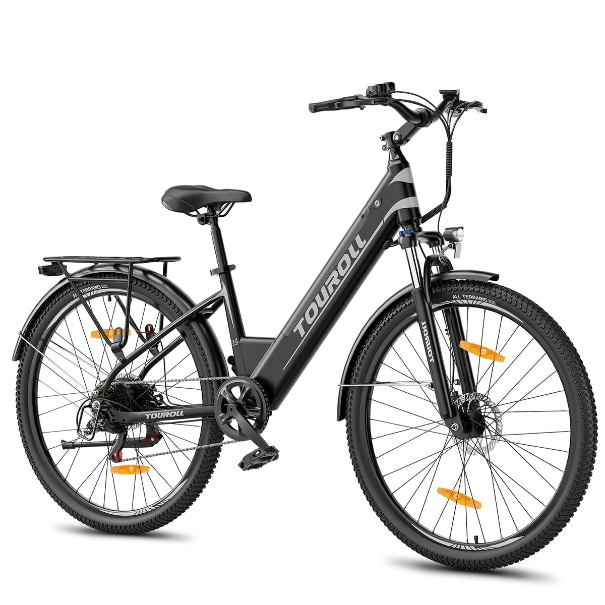 Touroll J1 ST 27,5" E Bike, Elektrofahrrad Trekkingrad E-Bike Herren Damen mit 36V 561.6Wh Akku,100km Reichweite, 250W Motor, E-Fahrrad mit 7-Gang-Getriebe, Pedelec Citybike EBike für Erwachsene