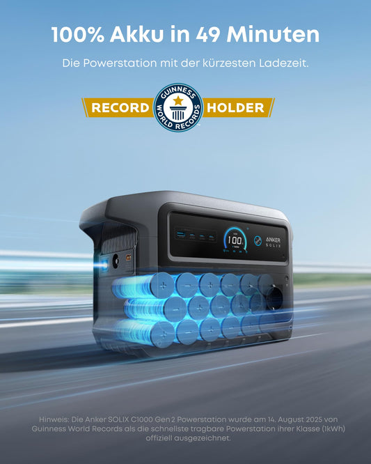 Anker SOLIX C1000 Gen 2 Tragbare Powerstation, 2000W Solargenerator