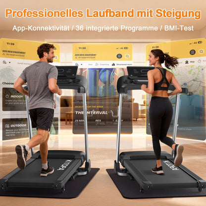 Kitopa Laufband für Zuhause, 48*120CM Laufbereich,Klappbar mit 18% Steigung