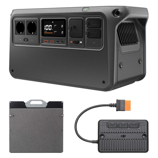 DJI Power 1000 V2 tragbare Powerstation, 200W faltbares Solarpanel, 1024 Wh LFP-Akku, 2600 W stabile Ausgangsleistung, in 37 Min. von 0% auf 80%, maximale Sicherheit, Camping, Stromausfall