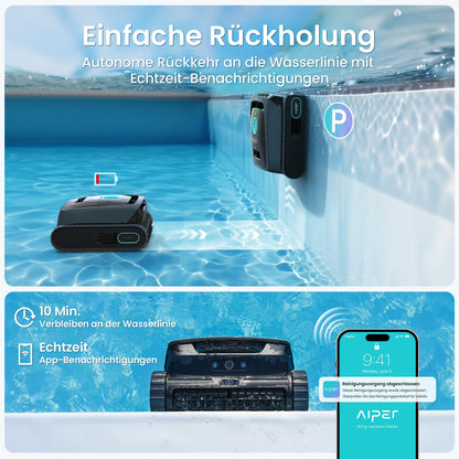 (2026 Neu) Aiper Scuba V3 Poolroboter Akku für Wand und Boden mit KI-Vision, Leichter Poolsauger, Leistungsstarke Saugleistung, 3 μm Filter, Wasserlinienreinigung, für Pools bis zu 200 m²