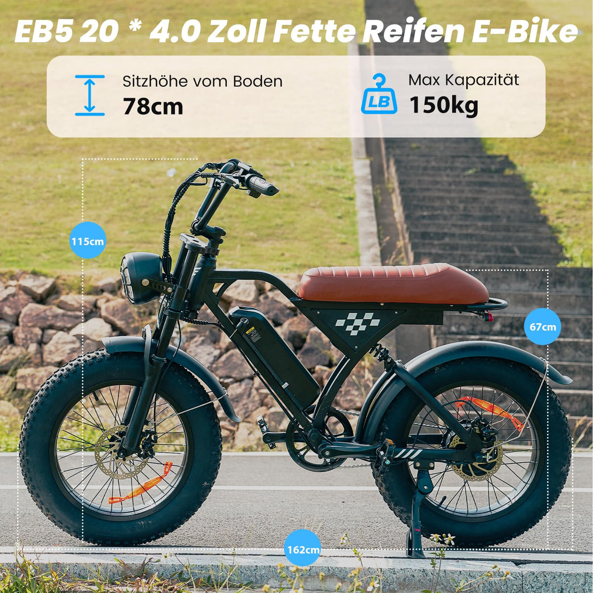 Finbike E Bike mit All-Terrain 20 * 4.0 Zoll Fetten Reifen,Elektrofahrrad mit 374.4mAh Abnehmbarem Akku,4 Fahrmodi,PAS Reichweite MAX 100KM,Elektrofahrräder für Herren Damen,E Fahrrad mit 250W Motor