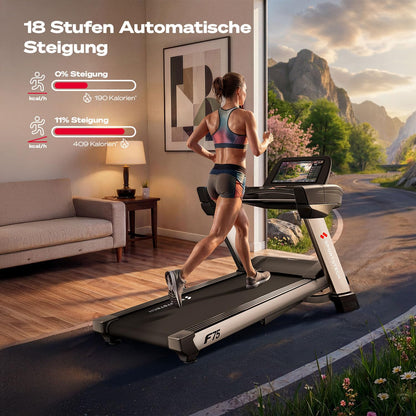 Sportstech, Laufband klappbar mit großem 21,5-Zoll-Touchdisplay, F75