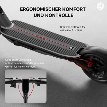 Segway-Ninebot F3 D, E-Scooter mit Straßenzulassung für Erwachsene, 70km Reichweite im Eco-Modus, 120kg Tragfähigkeit, doppelte hydraulische Federung, Smart Display, Schwarz